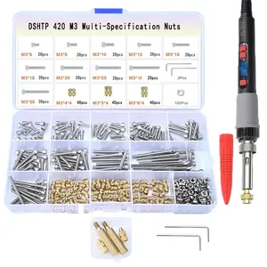 M3 Threaded Inserts Set -420Pcs Heat Set  Nuts with M3 Insert Tip and 60W Digital Soldering Iron Kit, 2 Interchangeable Tips, Easy Installation for  Printed