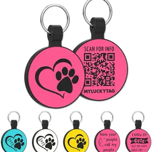 MyLuckyTag Personalized Pet ID Tags - Custom Engraved QR Code Scan for Instant Location Alert Email - Durable & Stylish for Dogs Cats - Fun Shapes Colors Available