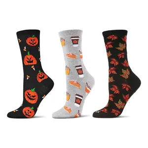 Memoi Women's Set of 3 Festive for Fall Crew Socks