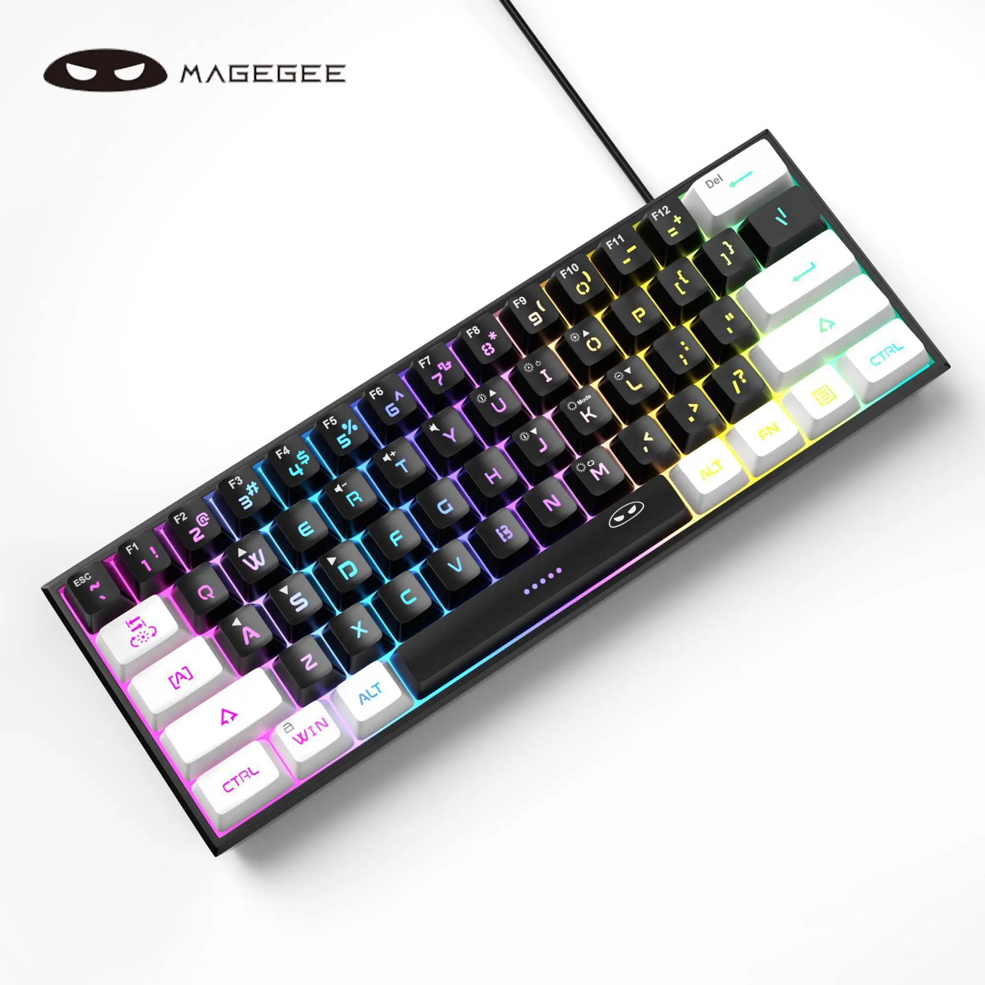 MaGegee TS91 Mini 61-Key Ultra-Compact Gaming Keyboard, RGB Backlit, Ergonomic Design, Waterproof Circuit Board, Multiplatform Gaming Compatible with MAC, PS4, Windows XP, Space-Saving for Typists