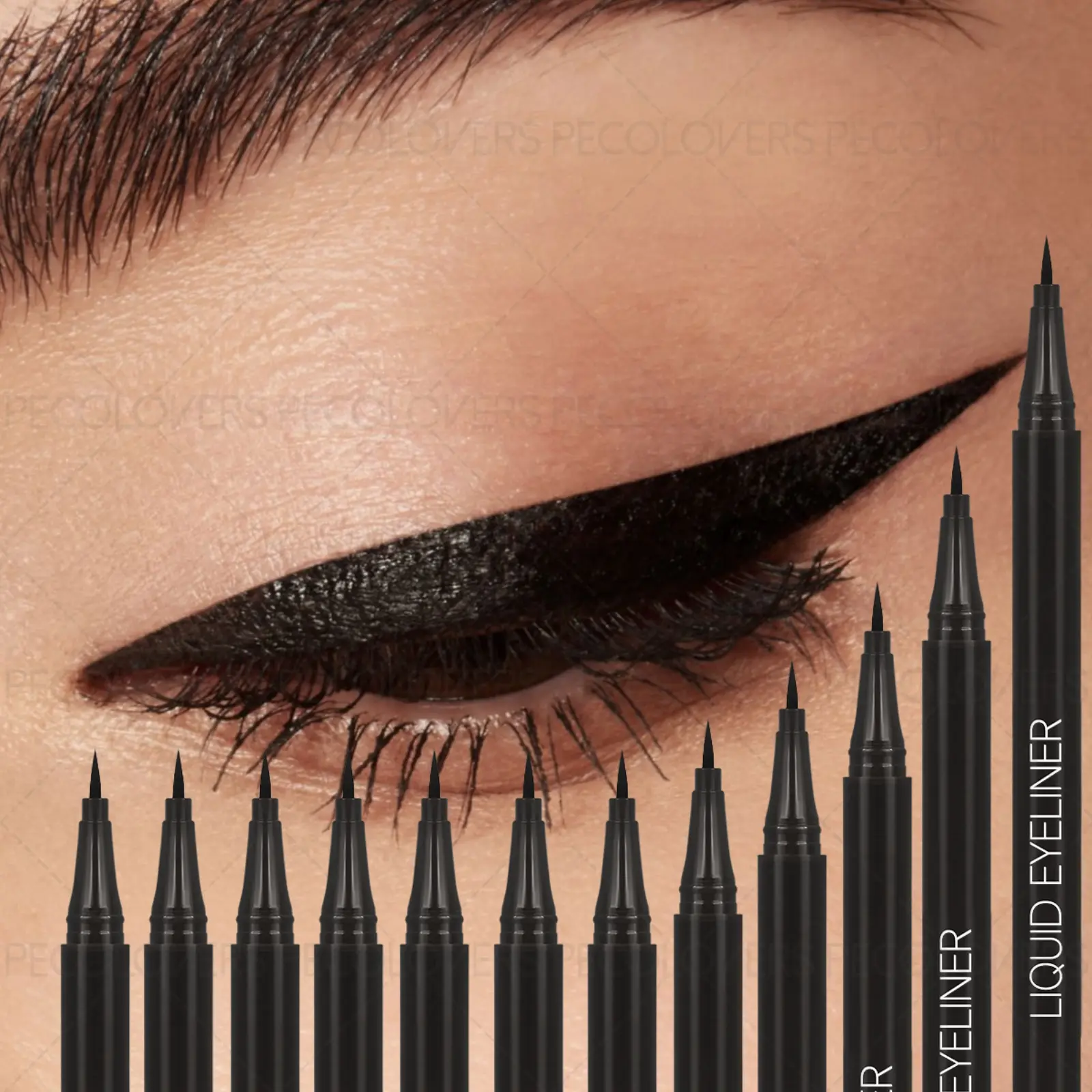 12pcs/set Waterproof Liquid Eyeliner, Smooth Application, Quick Drying, Matte Black, Anti-smudge, Perfect Halloween Christmas Gift for Girls, Eye Makeup Supplies
