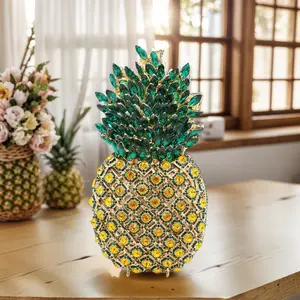 Pineapple Style Rhinestone Clutch Bag Bling Wedding Evening Purse Shining Crystal Handbag for Cocktail Party Prom
