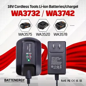WA3732 3742 For WORX 18V 20V 3-5H LED Lithium Battery WA3520 3525 WA3512 Charger