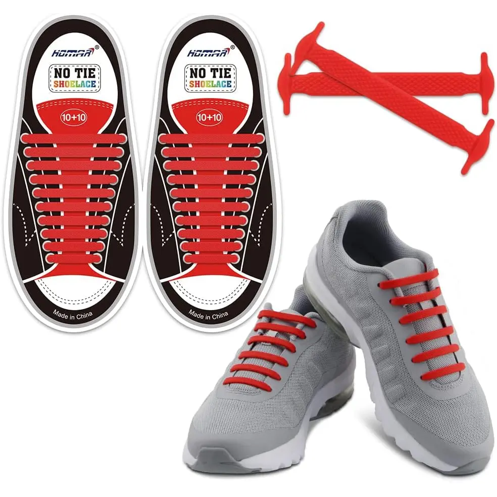 No Tie Shoelaces for Kids and Adults Stretch Silicone Elastic