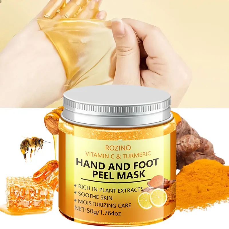 50g Vitamin C turmeric hand and foot Mask, rich in plant essence, soothes the skin, deeply moisturizes, softens keratin, brightens complexion, improves roughness, essential for hand and foot care