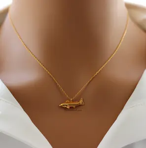 18K Gold Plated Dainty 3D Fish Pendant Necklace – Ocean-Inspired Minimalist Jewelry for Beach Lovers & Dreamers