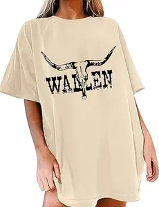 Country T-Shirt Women Oversized Not My First Rodeo Vintage Graphic Tee Cowboy Women Casual Short Sleeve Tops