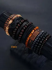 Men's Boho Style Mixed Beaded Bracelets, Fashionable Elastic Beaded Bracelets for Party, Daily Decor, Trendy All-match & Exquisite Matching Bracelet for Birthday Gift