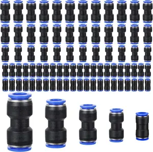 80 Pieces Air Hose Fittings Air Line Fittings Straight Push to link 4 6 8 10 12 mm Quick Release Pneumatic Connectors Plastic Straight Tube Connector Push to Connect Fittings for Tube