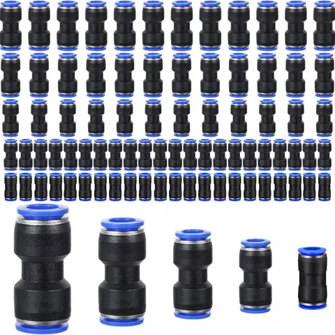 80pcs Plastic Straight Pneumatic Air Hose Fittings for Jobs - 4 mm,6,8,10,12 Mm Quick Release Push-to-Connect Connectors, Tool-Free Installation, Convenient for Disconnecting Connections, Durable and Reliable for Pneumatic Systems (80 pieces)