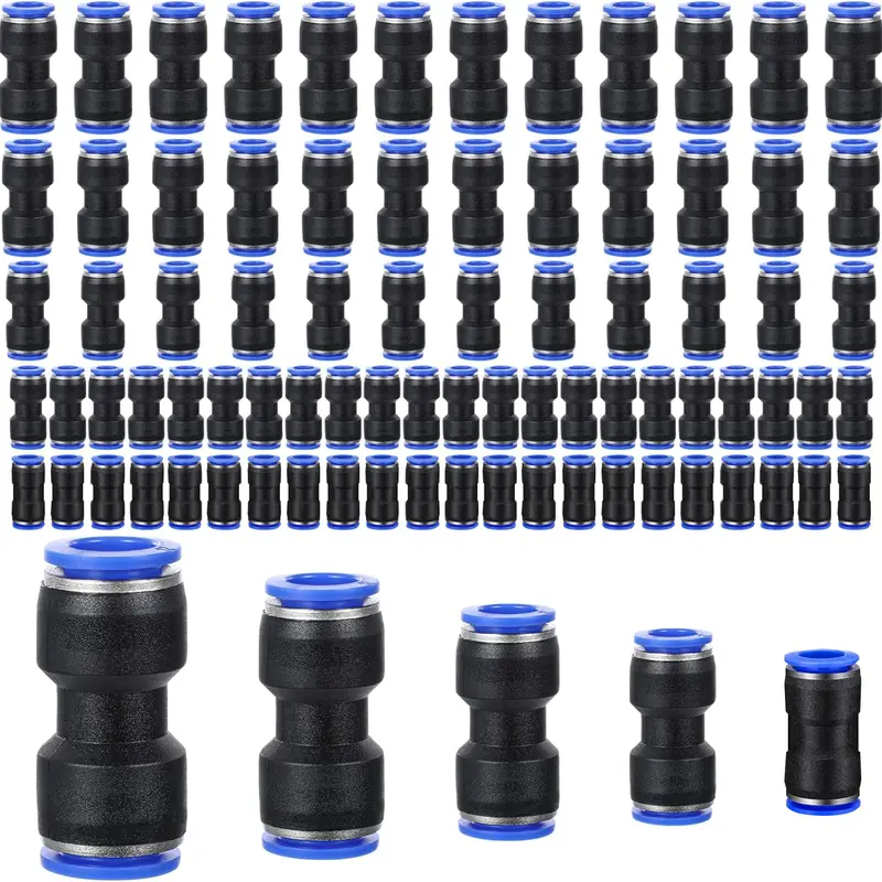 80pcs Plastic Straight Pneumatic Air Hose Fittings for Jobs - 4 mm,6,8,10,12 Mm Quick Release Push-to-Connect Connectors, Tool-Free Installation, Convenient for Disconnecting Connections, Durable and Reliable for Pneumatic Systems (80 pieces)