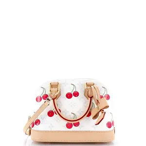 Pre-owned Louis Vuitton Canvas Coated Top Handle Bags x Takashi Murakami Alma Handbag Limited Edition Monogram Cerises BB by Rebag