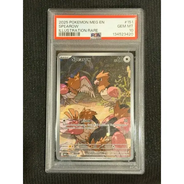 GRADED AUTHENTIC POKEMON TCG PSA-GRADE-10-SPEAROW-MEGA EVOLUTIONS-#151/132