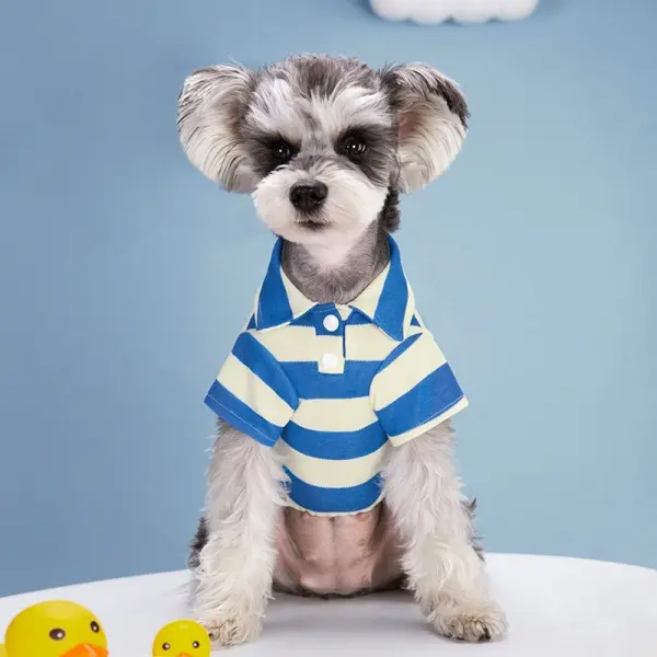 Dog Polo Shirt for Small-Medium Dogs - Striped & Plaid Polyester, Breathable Casual Summer Pet Clothing, Fits Schnauzer & Yorkie, Sizes XS,2XL,3XL,4XL sohochic