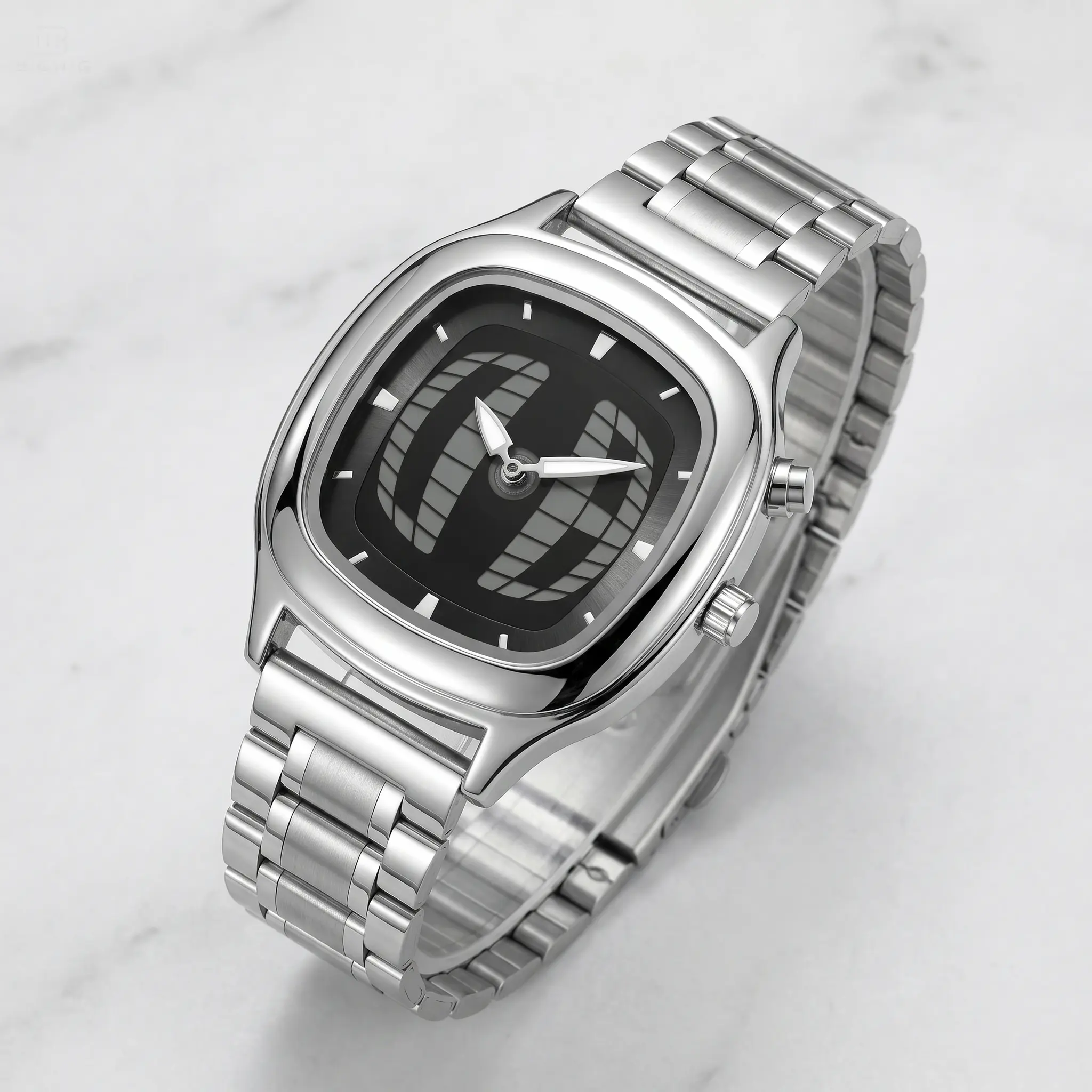 Retro TV Dial Men's Quartz Watch, Vintage Silver Stainless Steel Link Bracelet Wristwatch, Unique Globe Grid Analog Watch, Elegant Father's Day Graduation Anniversary Gift Idea backtoschool