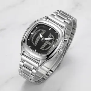 Retro TV Dial Men's Quartz Watch, Vintage Silver Stainless Steel Link Bracelet Wristwatch, Unique Globe Grid Analog Watch, Elegant Father's Day Graduation Anniversary Gift Idea