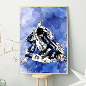 Jiu Jitsu Players Poster/Fighting Martial Arts Poster/BJJ Wall Decor/Wrestler Room Decor/ Jiu-Jitsu Room Decor.Waterproof Artwork, Ideal Gift for Family