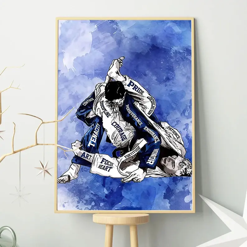 Jiu Jitsu Players Poster/Fighting Martial Arts Poster/BJJ Wall Decor/Wrestler Room Decor/ Jiu-Jitsu Room Decor.Waterproof Artwork, Ideal Gift for Family