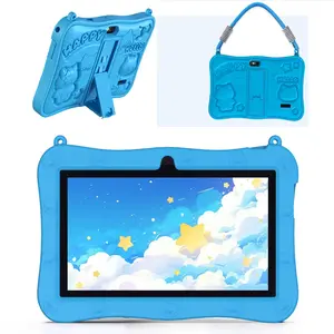 7-inch children's Touchscreen tablet, Portable tablet, with 4GB RAM and 64GB ROM, supporting WIFI and Bluetooth, parents can control educational learning software, Android 13 system, silicone shock-absorbing protective cover with handheld lanyard