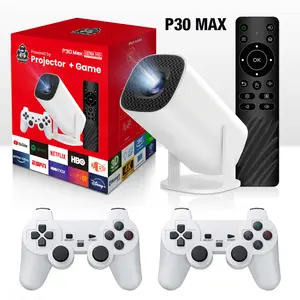 Proyector de juegos P30 MAX 4K, WiFi6, Bluetooth 5.2, 180° giratorio, 2 controles inalámbricos, más de 10,000 juegos clásicos