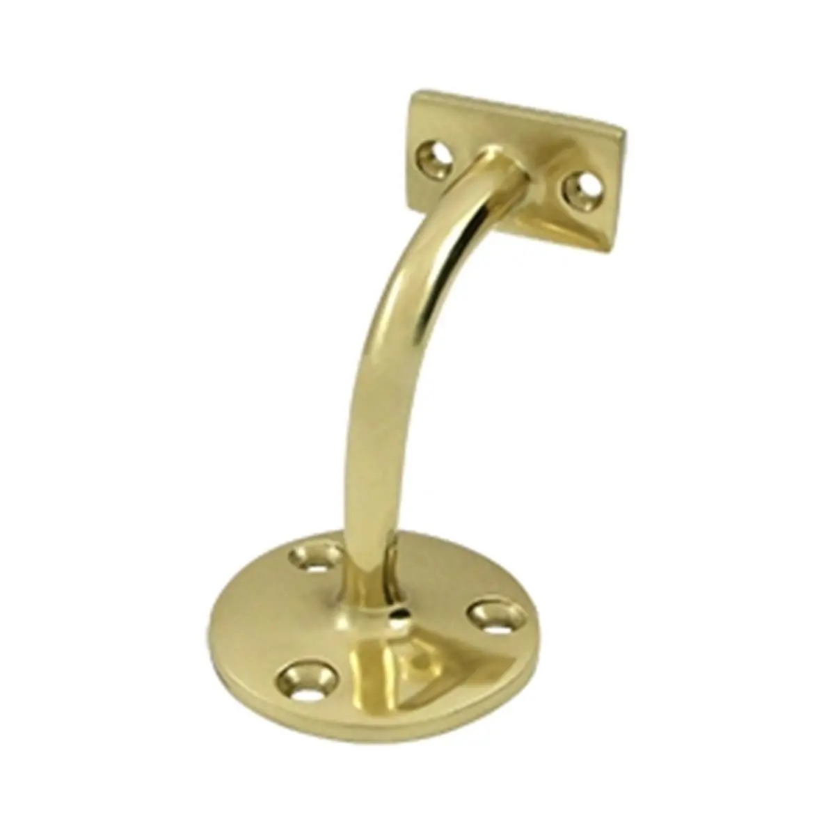 Deltana 3 in. Solid Brass Hand Rail Bracket - Light Duty, Bright Brass Finish, 3-3/16" Projection, Weather Proof, Corrosion Proof, Kitchen and Bath Hardware, 1 Year Finish Warranty, Limited Mechanical Warranty, 3 In. Hand Rail Bracket