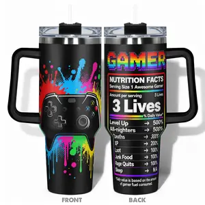 1pc 40oz/30oz/22oz/20oz/14ozCup Stainless Steel Leak Resistant Tumbler With Gamer Controller Graffiti Design, Leakproof Large Capacity, Needed for Gym, Hiking, Travel, Portable Ideal Birthday Christmas Gift Perfect Gift, Water Bottles, Drinkware