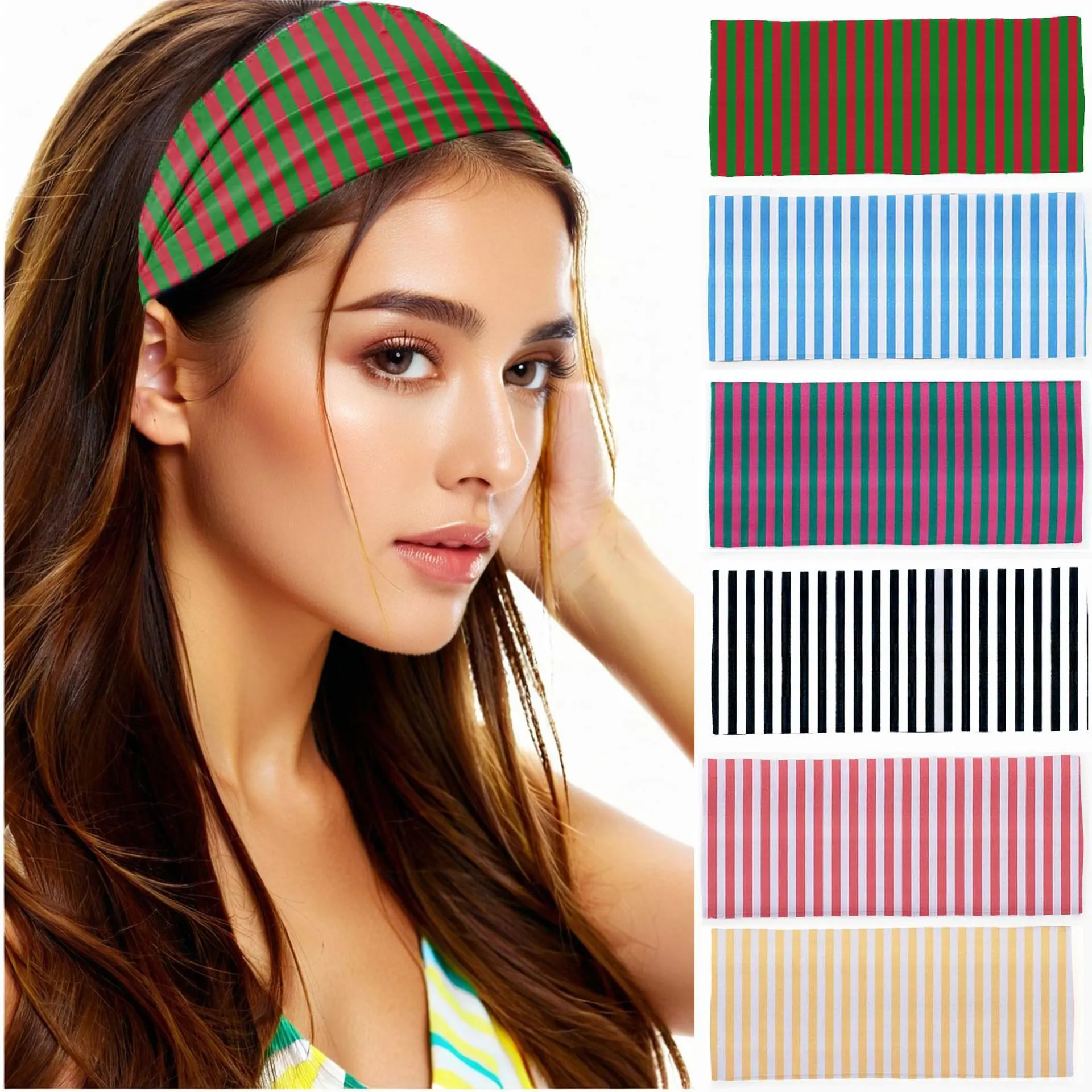 6Pcs/1Pcs Striped Wide Headbands for Women, Soft Stretchy Y2K Hair Bands, Boho Coquette Hair Accessories for Daily & Workout, Beach, Polyester