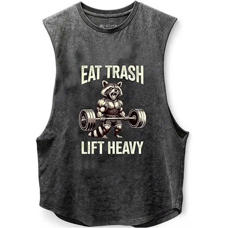 eat trash lift heavy SCOOP BOTTOM COTTON TANK