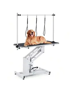 43.3" Hydraulic Dog Grooming Table For Pet, Heavy Duty Structural Hydraulic Max Load 350Lbs Professional Pet Grooming Table With Adjustable Overhead Arm & Height Range 22''-39'' (WHITE)