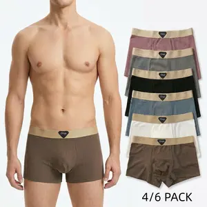 4/6 Pcs Men's Sports Boxer Briefs Set, Ultra-Soft Stretch Breathable Fabric, Medium Elasticity Design, Multiple Colors, L-3XL, Casual All-Day Sports Underwear, Sporty Sports Underwear
