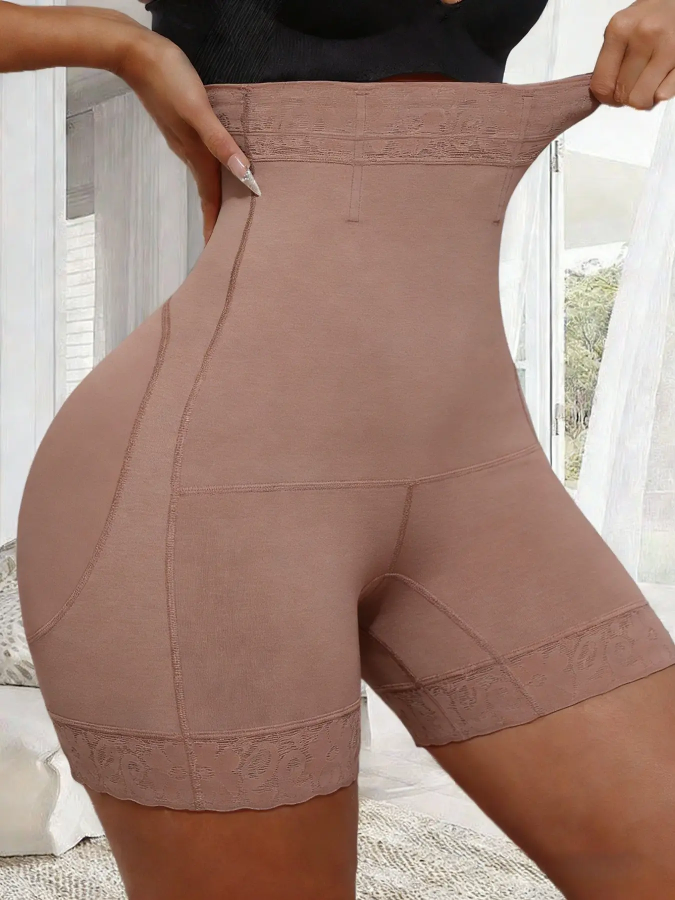 1 Count Women's Butt Lifting And Tummy Control Shapewear, High Elasticity Shorts, Fajas, Colombian Shapewear, Solid Color Lace Shapewear Bottoms, Comfortable And Breathable Shaper Panties, Suitable For Training & Sports