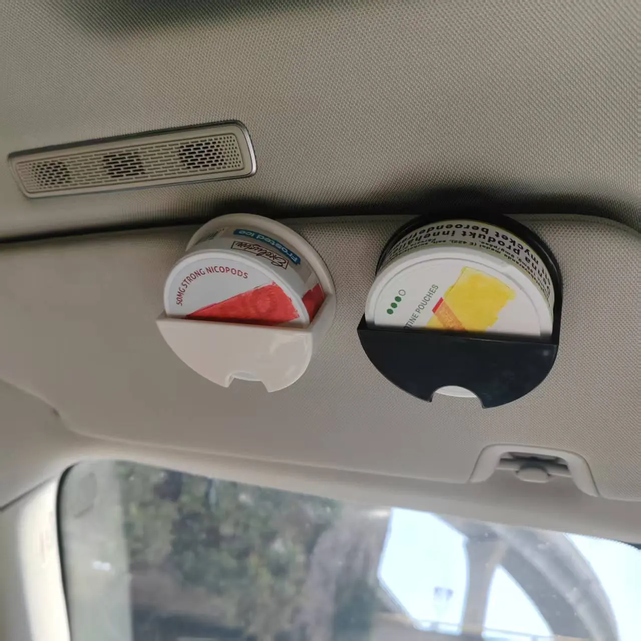 (FS) UPGRADED Car Visor Dip Can Holder| Stronger ABS, Bigger Fit, Sleek Finish ,Durable Holder for Round Can & Nicotine Pouch, Quick Access & Tool-Free Mount| For Z Y N, VELO, ZONE, KILLA, FOX, PABLO, Father's Day Gift, summerwins