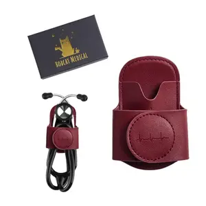 BOBCAT MEDICAL (Maroon) - Leather Stethoscope Holder with Strong Magnet. This Stethoscope Hip Clip is Great for Littmann, MDF, ADC. Stethoscope Holster Gift Box Included.