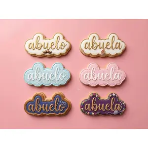 Abuelo and Abuela 2-Piece Spanish Grandparent Reveal Stamp Set, White PLA Baking Utensil