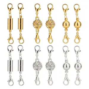 12\14\16Pack Magnetic Necklace Clasps & Extenders - Gold/Silver Plated Stainless Steel Jewelry Closures with Charm, Perfect Gift for Jewelry Making