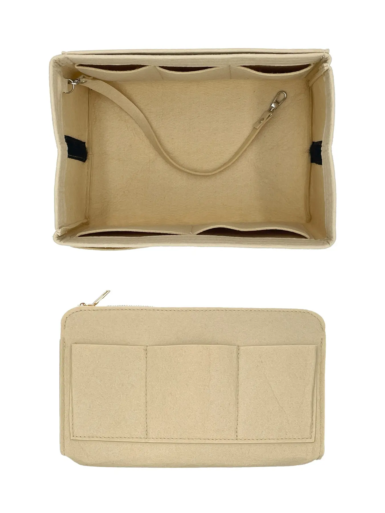 Felt Bag Organizer Insert for Speedy 25/30/35 & Neverfull PM/MM/GM, Purse Liner with Multi-Pockets & Zipper Compartment, Multipurpose Tote Organizer, Travel Organizers, Multifunctional Organizer, Purse Storage Organizer
