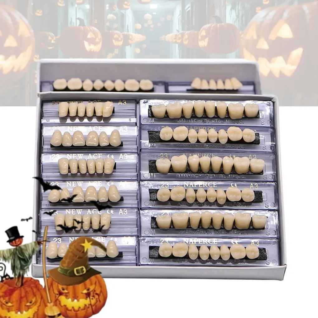 168Pcs Realistic Fake Teeth Set, Vampire Fangs Monster Teeth Decor, Dual-purpose Halloween Costume Prop & Tooth Display Model, Non-medical DIY Craft Accessories