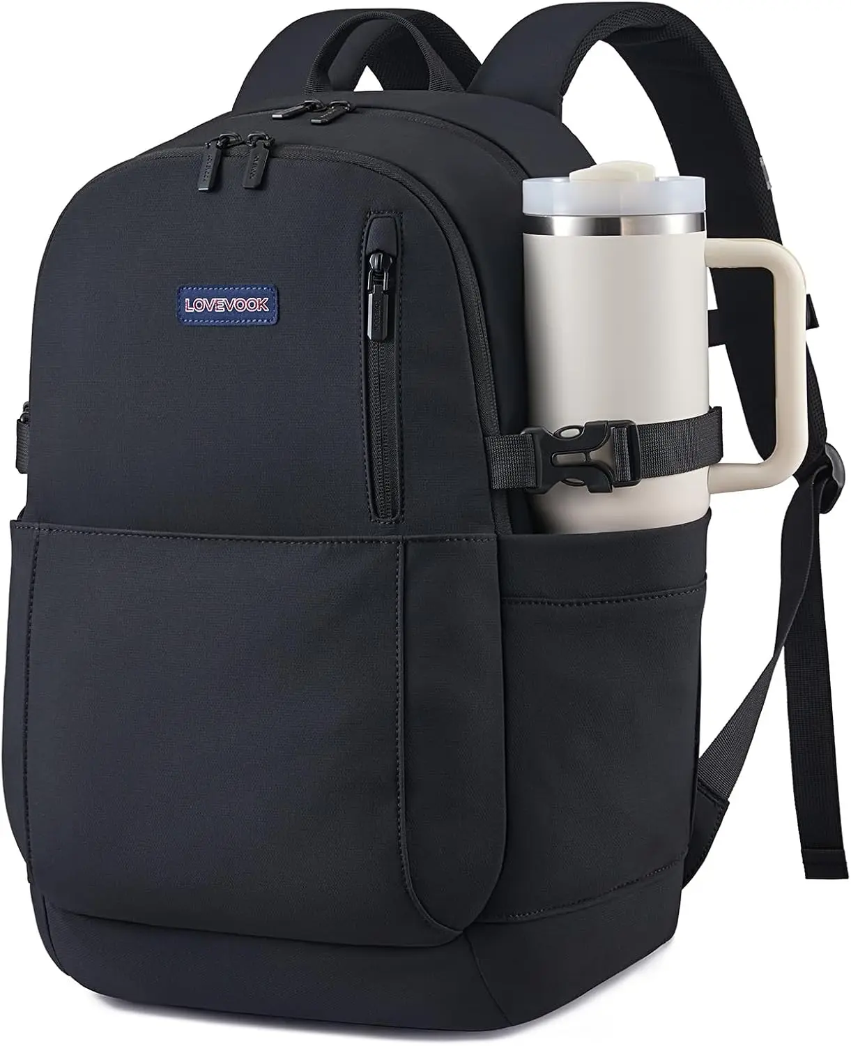 LOVEVOOK Minimalist School Backpack for Teens, Water-Resistant 15.6 Inch Laptop Backpack, Large Capacity Bookbag with Bottle Holder for College, Travel, Work