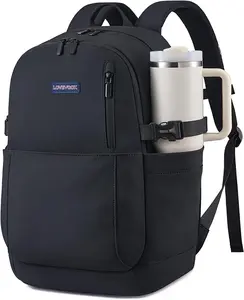LOVEVOOK Minimalist School Backpack for Teens, Water-Resistant 15.6 Inch Laptop Backpack, Large Capacity Bookbag with Bottle Holder for College, Travel, Work
