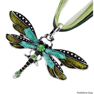 Sumeng New Women Crystal Dragonfly Ribbon Pendant Necklace, Casual Fashion Jewelry 2024, Elegant Gift For Her