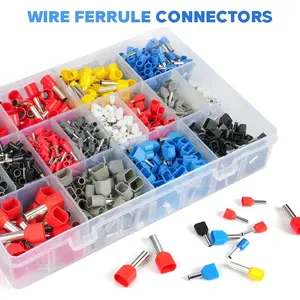 Pack fo 1200 Wire Ferrule Terminal Kit - Pre-Insulated Tubular Ring Terminals Set, Copper Contact, PVC Insulated, No Electricity Needed, Assorted AWG Crimp Connector Assortment