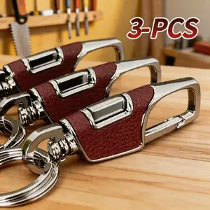 3-Pack Metal Keychain with Detachable Key Rings, Stainless Steel Heavy Duty Key Chain, Parking Key Organizer, Business & Travel Essentials, Durable Practical Accessories for Car Keys, Gift for Men Women