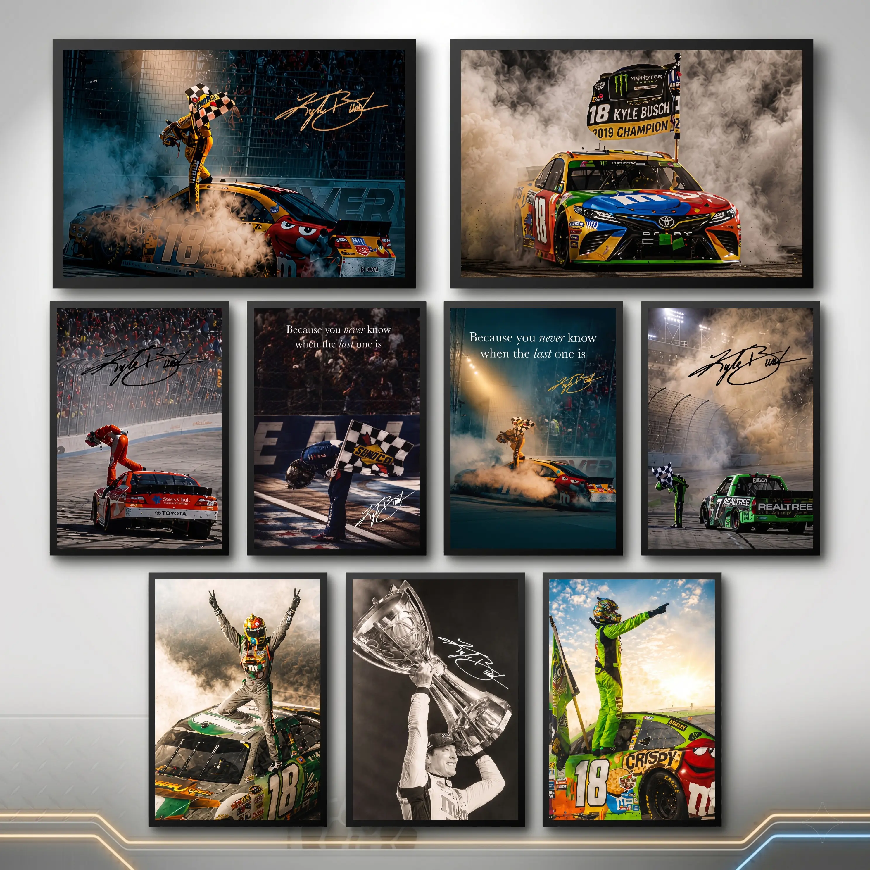 Kyle Busch Tribute Canvas Poster Print - NASCAR Rowdy Memorial Artistic Wall Decor, A-Frame Black Wall Art, Rest In Peace Fan Gift for Racing Enthusiasts