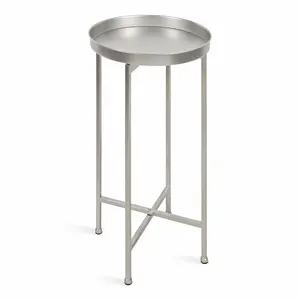 Kate and Laurel Celia Round Metal Tea Table, 14x14x25.75, Silver