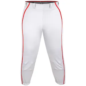 Knicker/Yoga Style Softball Pants For Girls (White/Red)
