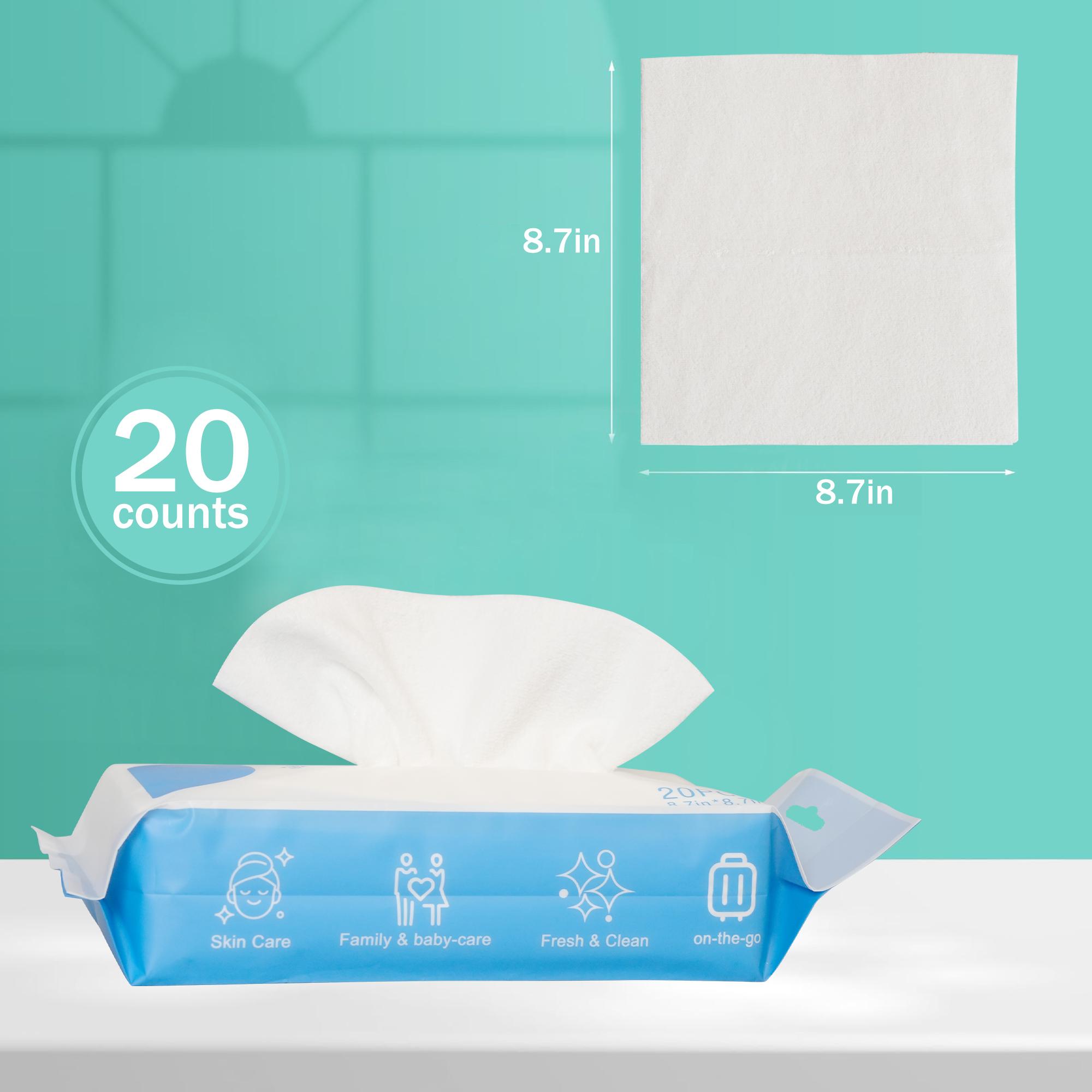 8.7*8.7inch*20pcs, 1/2/3Packs Of Removable Cleansing Wipes, Free Of Fluff, Thick And Soft, Suitable For Both Dry And Wet Use, Suitable For Skincare And Makeup Removal, Travel, And Home Essentials Napkin
