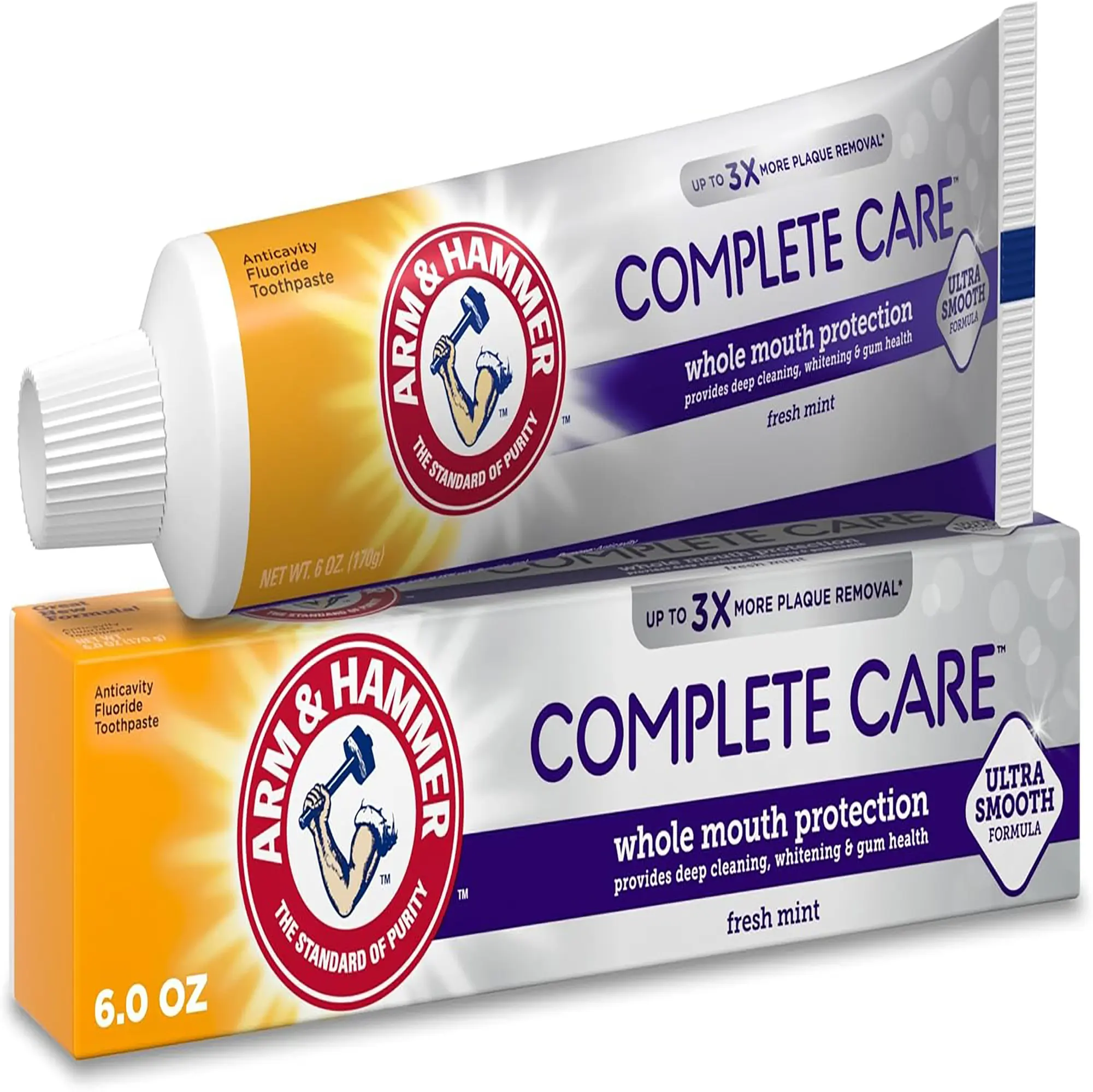 Complete Care Fluoride Toothpaste, Fresh Mint - Whole Mouth Protection, Stain Defense & Cavity Control (6.0 Oz)