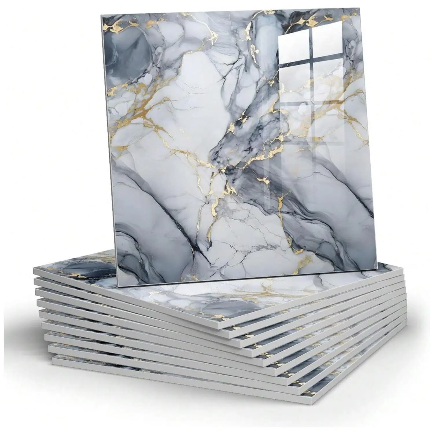 Universal kitchen and bathroom thick waterproof and oil-resistant wall tiles 11.8-inch imitation marble self-adhesive ceramic wall panels, Kitchen Backsplash, 10 pieces or 20 pieces available for selection, Stick on backsplash