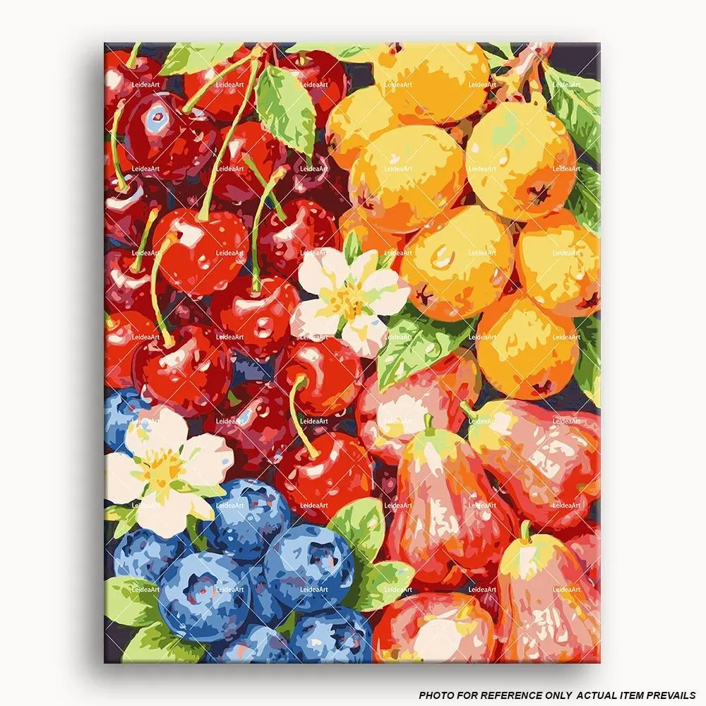 [Summer Fruit Mix] Paint by Numbers Kit for Adults Beginners, DIY Acrylic Canvas Painting Set, Relaxing Hobby Home Decor Gift