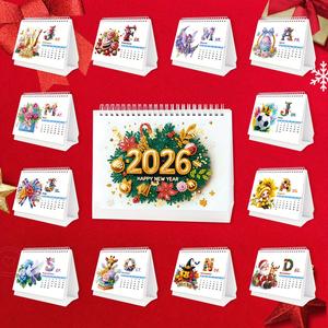 2026 13-Sheet Diamond Painting Calendar (12 Months + Bonus) | DIY Irreg/Round Diamonds, Sparkling 3D Effect | Home/Office Decor | Christmas/New Year Gift ice breaker beads Frameless Art Kit Portable Tester Pen